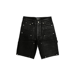 Mixed EMOTION Black Coated Denim Carpenter Jorts