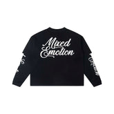 Mixed EMOTION Cupid Arrow Fake Two‑Piece Long Sleeve Black Tee
